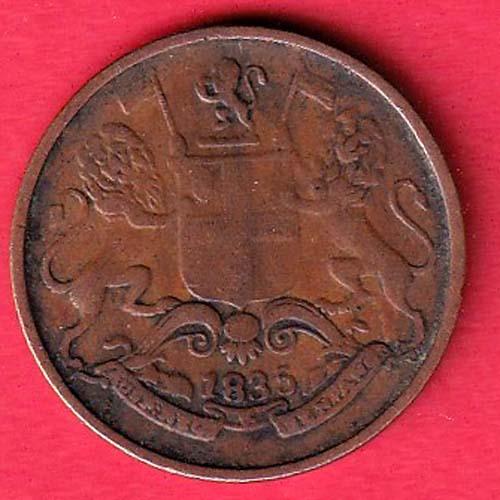 EAST INDIA COMPANY 1835 ONE QUARETR ANNA COPPER COIN:- SB9