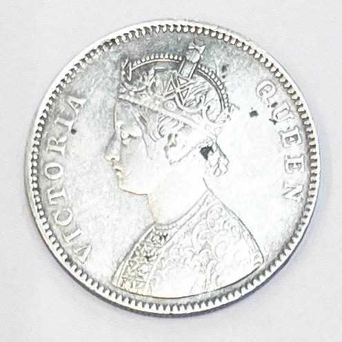 1 Re Britsh India 1862 0/4 with extra dots silver coin