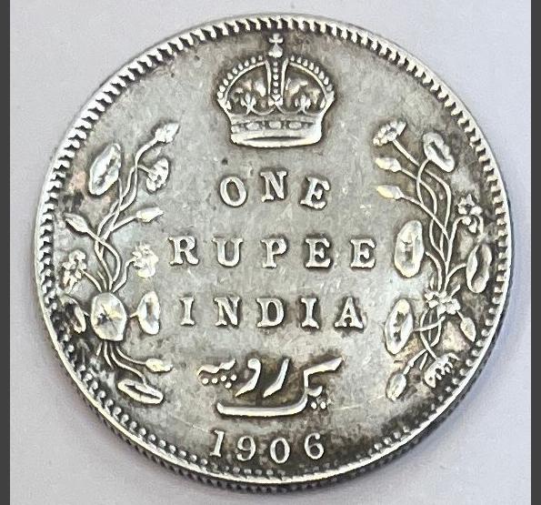 1906 1Re British India silver coin