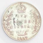 1 Re British India 1907 silver coin