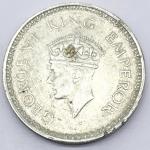 1 Re Britsh India 1943 Mumbai silver coin