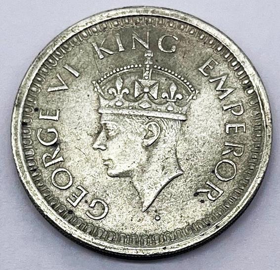 1 Re Britsh India 1944 Mumbai silver coin