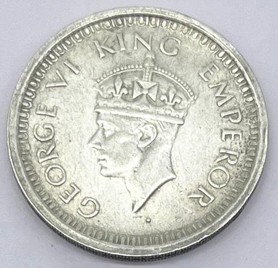1 Re British India 1945 Mumbai silver coin