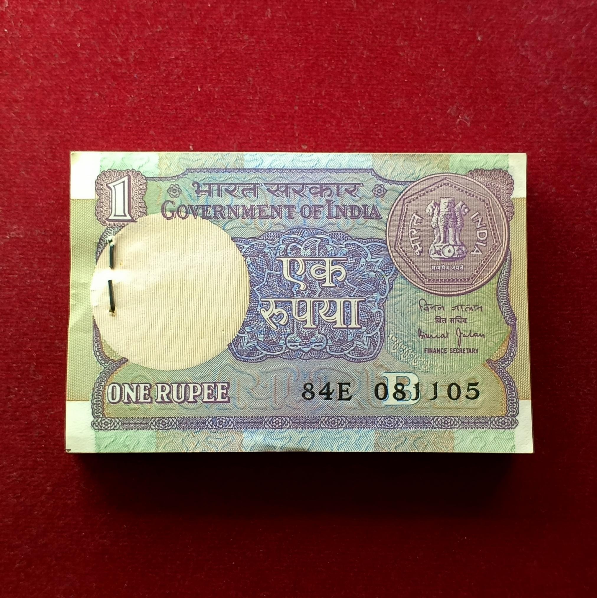 1 Rupee Bimal Jalan 96 Birthdate Notes (84E 081105 - 84E 081200)  L. K. Advani, Pooja Banerjee,Niti Taylor & Purushottam Laxman Deshpande
