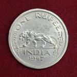 British 1 Rupee 1947 George VI King Lahore Mint Coin