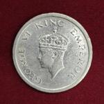 British 1 Rupee 1947 George VI King Lahore Mint Coin