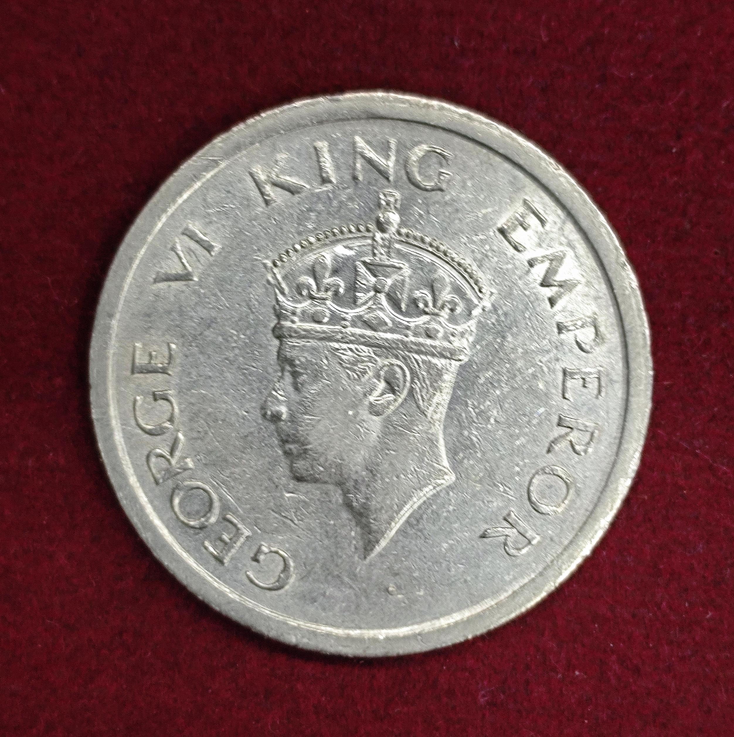 British 1 Rupee 1947 George VI King Lahore Mint Coin