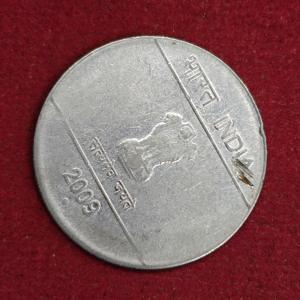 1 Rupee 1'o' Clock Rotated Error 2009 Coin (Noida Mint)