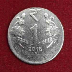 1 Rupee 2016 Noida Mint Off Center Error Coin