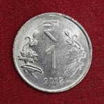 1 Rupee 2'o' Clock Rotated Error 2012 Coin (Noida Mint)