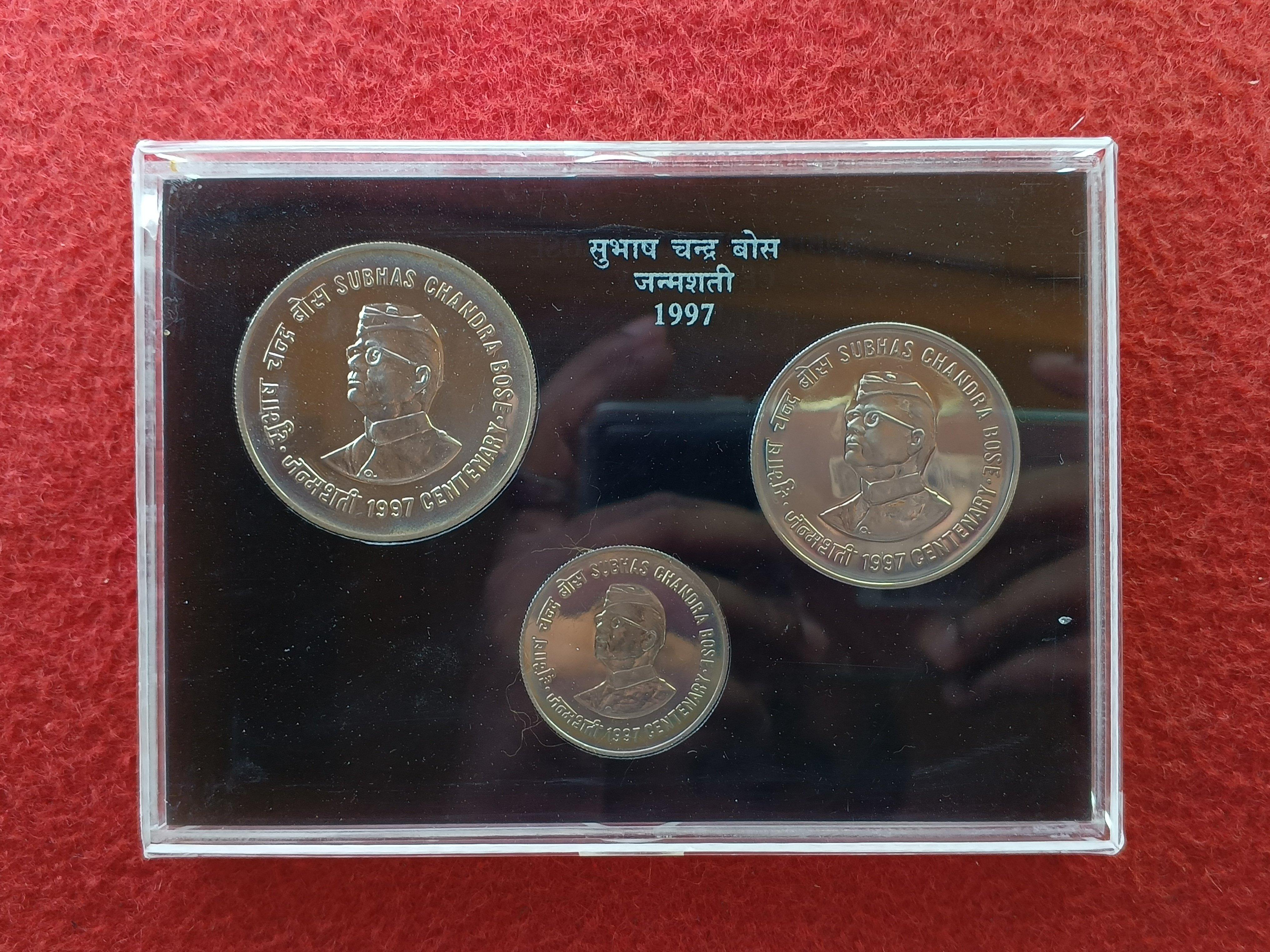 1997 – Netaji Subhas Chandra Bose UNC 3 Coins Set (Rs.100, Rs.50,Rs.10)