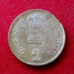2 Rupees 1990 Hyderabad Mint Minor Straight Clip Error Coin