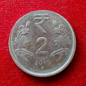 2 Rupees 2015 Noida Mint Off Center Error Coin