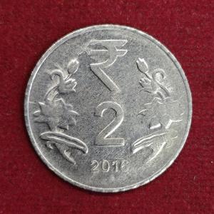 2 Rupees 4'o'Clock Die Rotated Error 2016 Coin (Noida Mint)