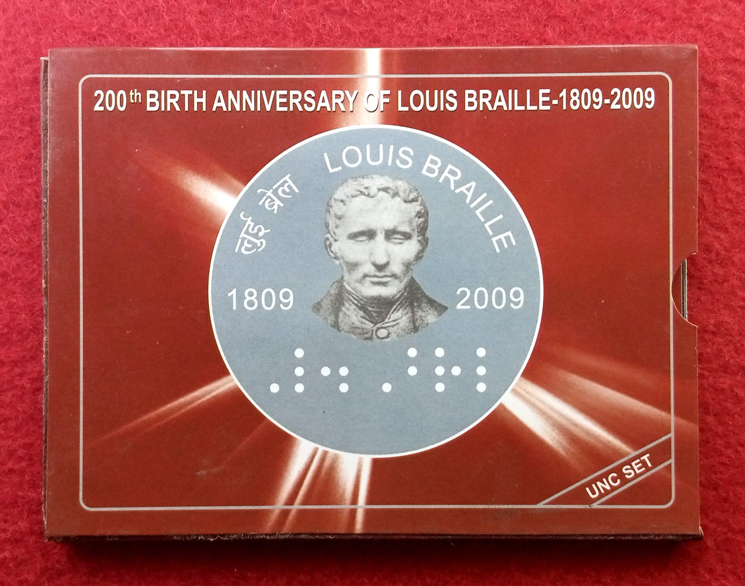 2009 – 200th Birth Anniversary of Louis Braille UNC 2 Coins Set (Rs.100, Rs.2)