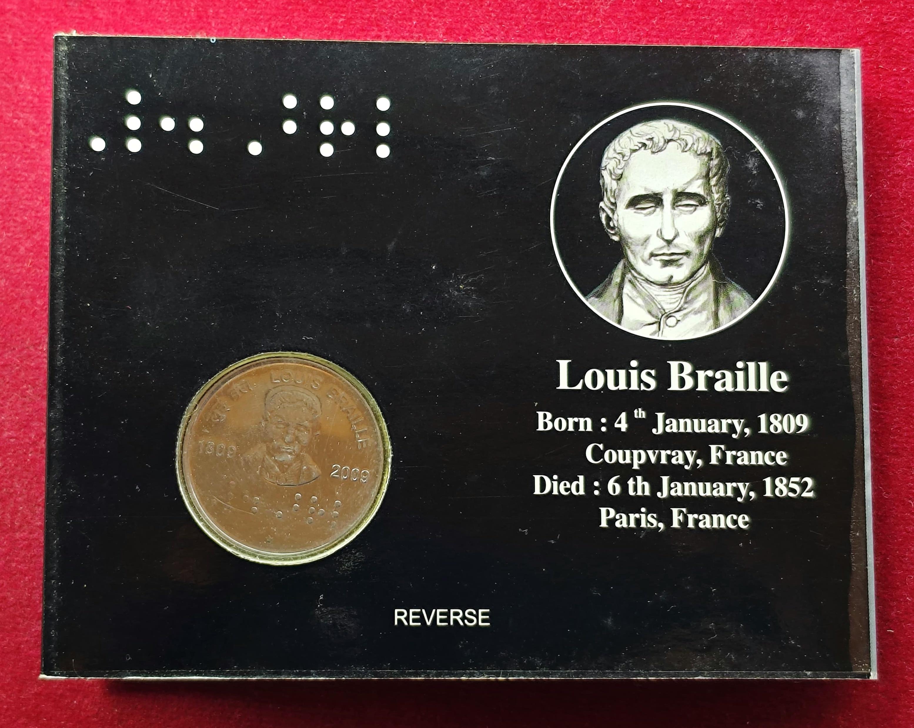 2009 - Louis Braille Hyderabad UNC 1 Coin Set (Rs 2)