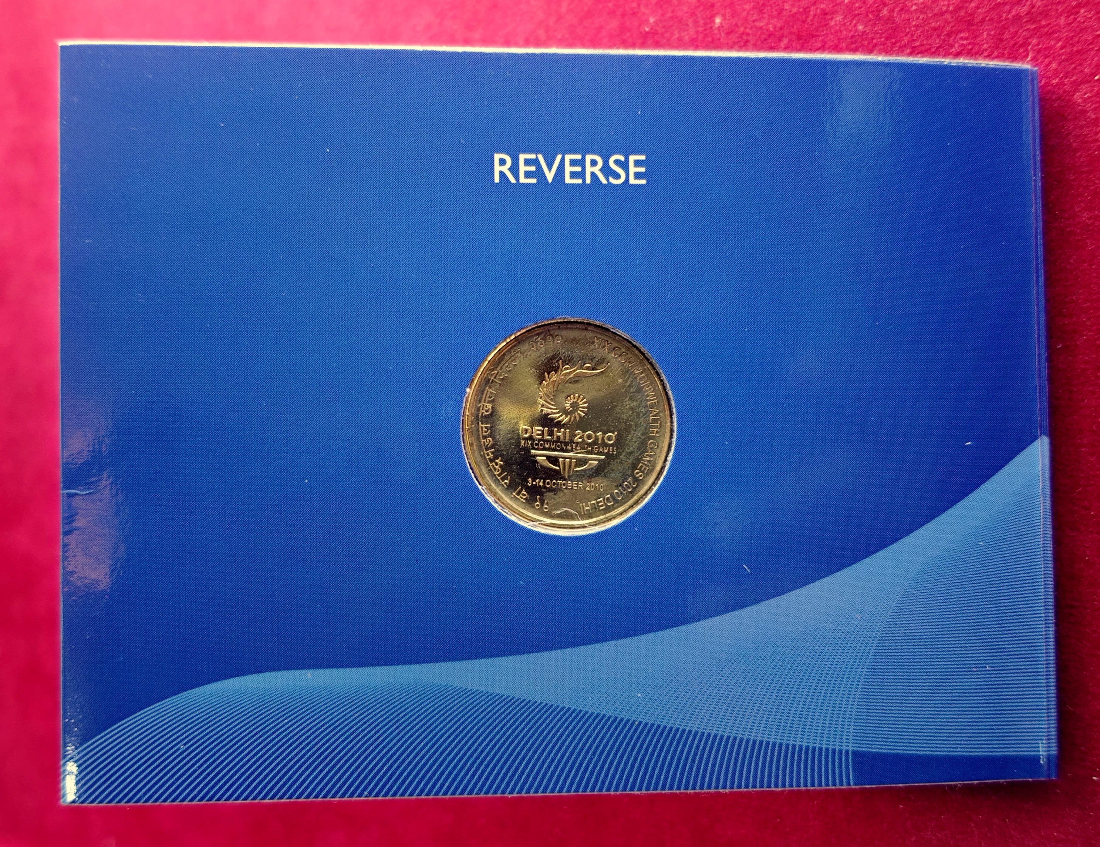 2010 – XIX Commonwealth Games Delhi Hyderabad 1 Coin UNC Set (Rs 5)