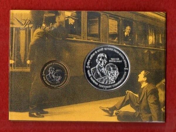2015 - Centenary Commemoration of Mahatma Gandhi’s Return from South Africa 1915-2015 UNC 2 Coins Set