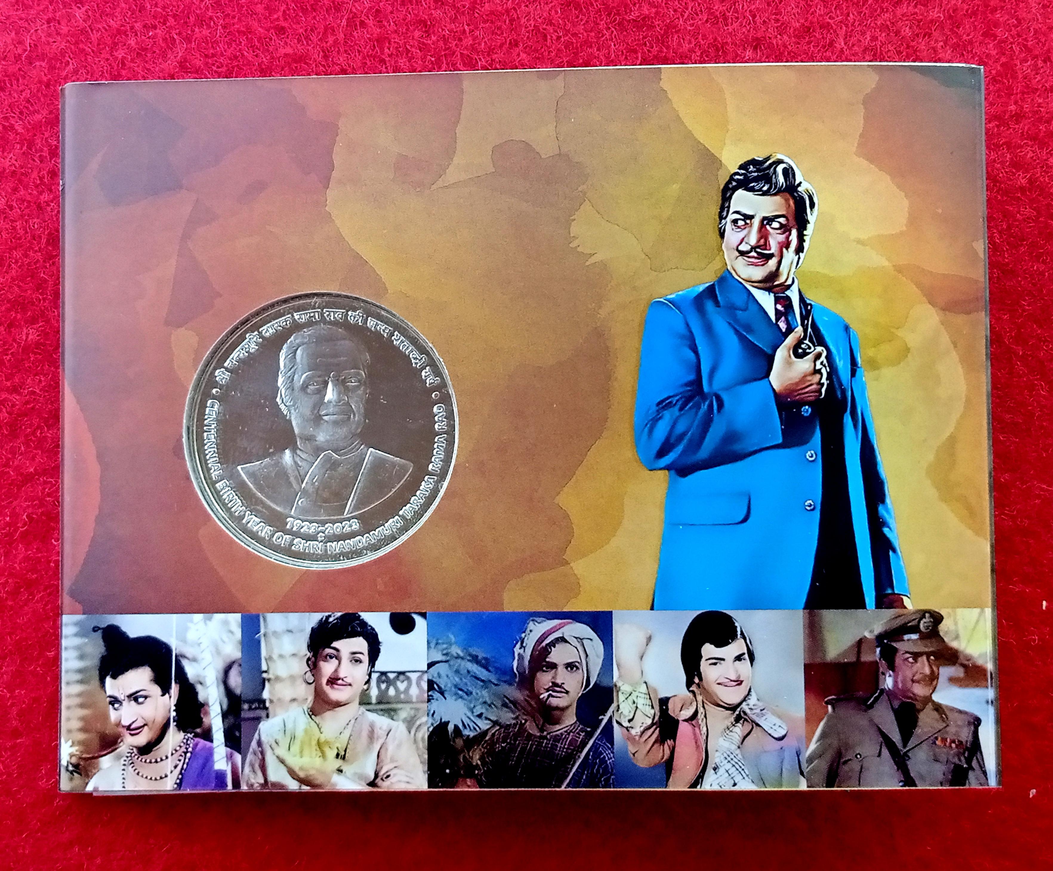 2023 - Centennial Birth Year of Shri Nandamuri Taraka Rama Rao UNC 1 Coin Set (Rs.100) Hyderabad Mint