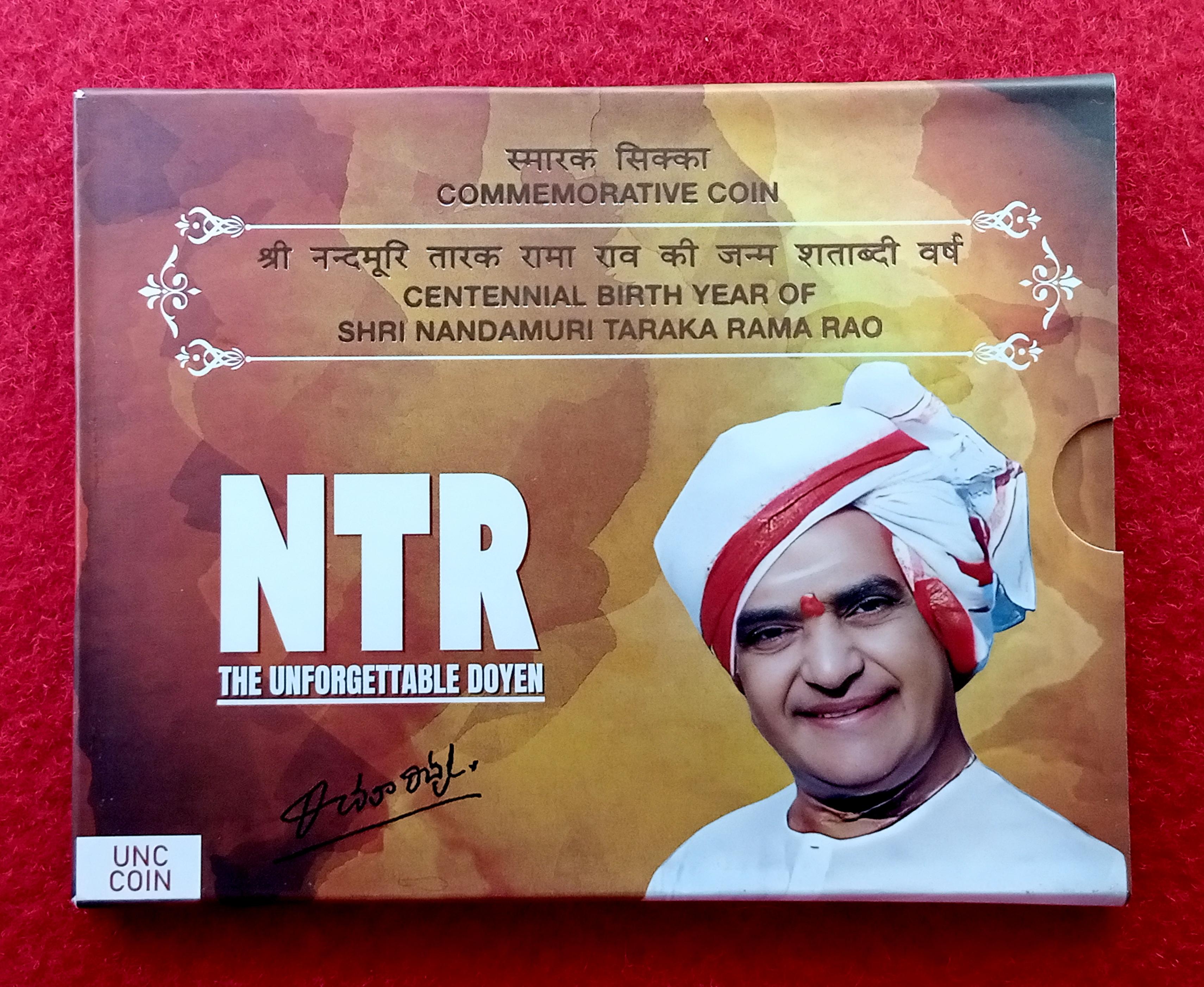 2023 - Centennial Birth Year of Shri Nandamuri Taraka Rama Rao UNC 1 Coin Set (Rs.100) Hyderabad Mint