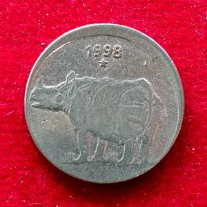 25 Paise 1998 Hyderabad Mint Off Center Error Coin