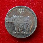 25 Paise 1998 Hyderabad Mint Off Center Error Coin
