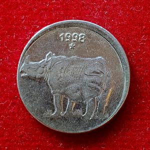 25 Paise 1998 Hyderabad Mint Off Center Error Coin