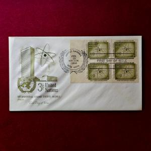FDC :-1958 United Nations With (4V Stamps - 3 Cents) honoring the International Atomic Energy Agency Atoms For Peace - New York