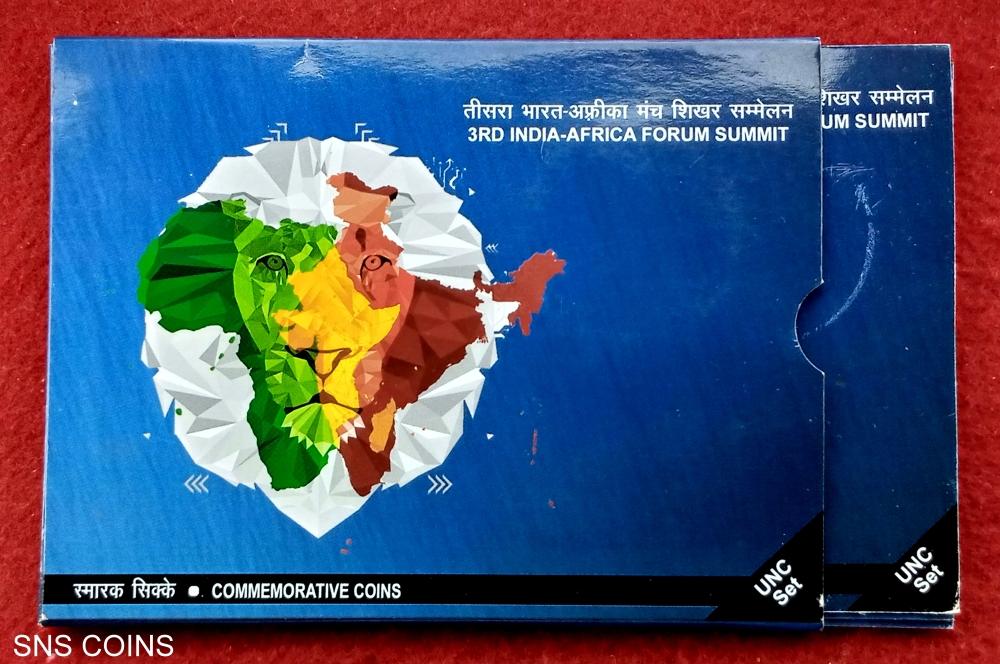 3rd India - Africa Forum Summit UNC Commemorative Coin Set (Rs.500, Rs.10)