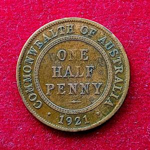 Australia 1/2 Penny George V 1921 Coin
