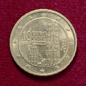 Austria 10 Euro Cent 2nd map St. Stephen's Cathedral 2002 Coin