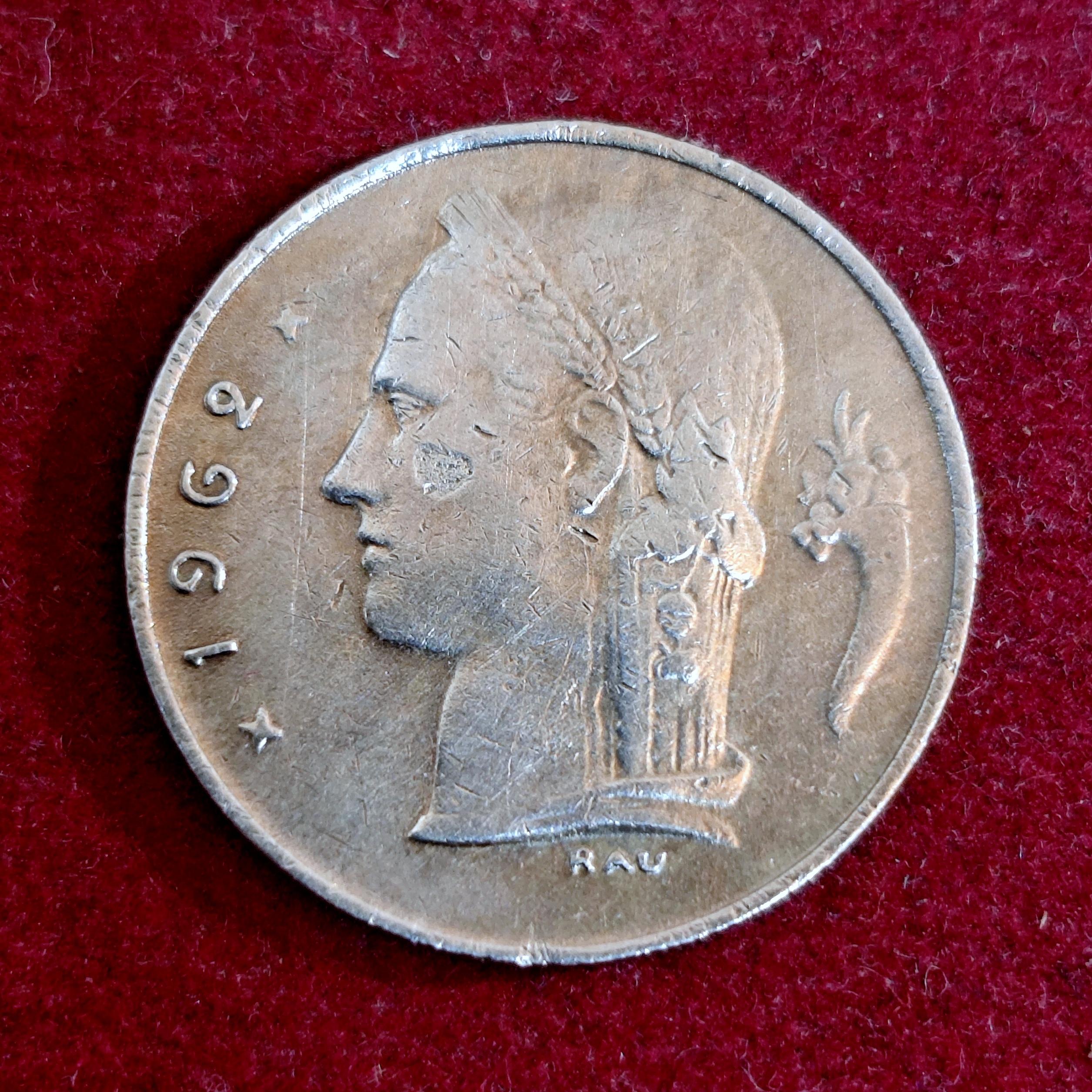 Belgium 1 Franc 1962 Coin