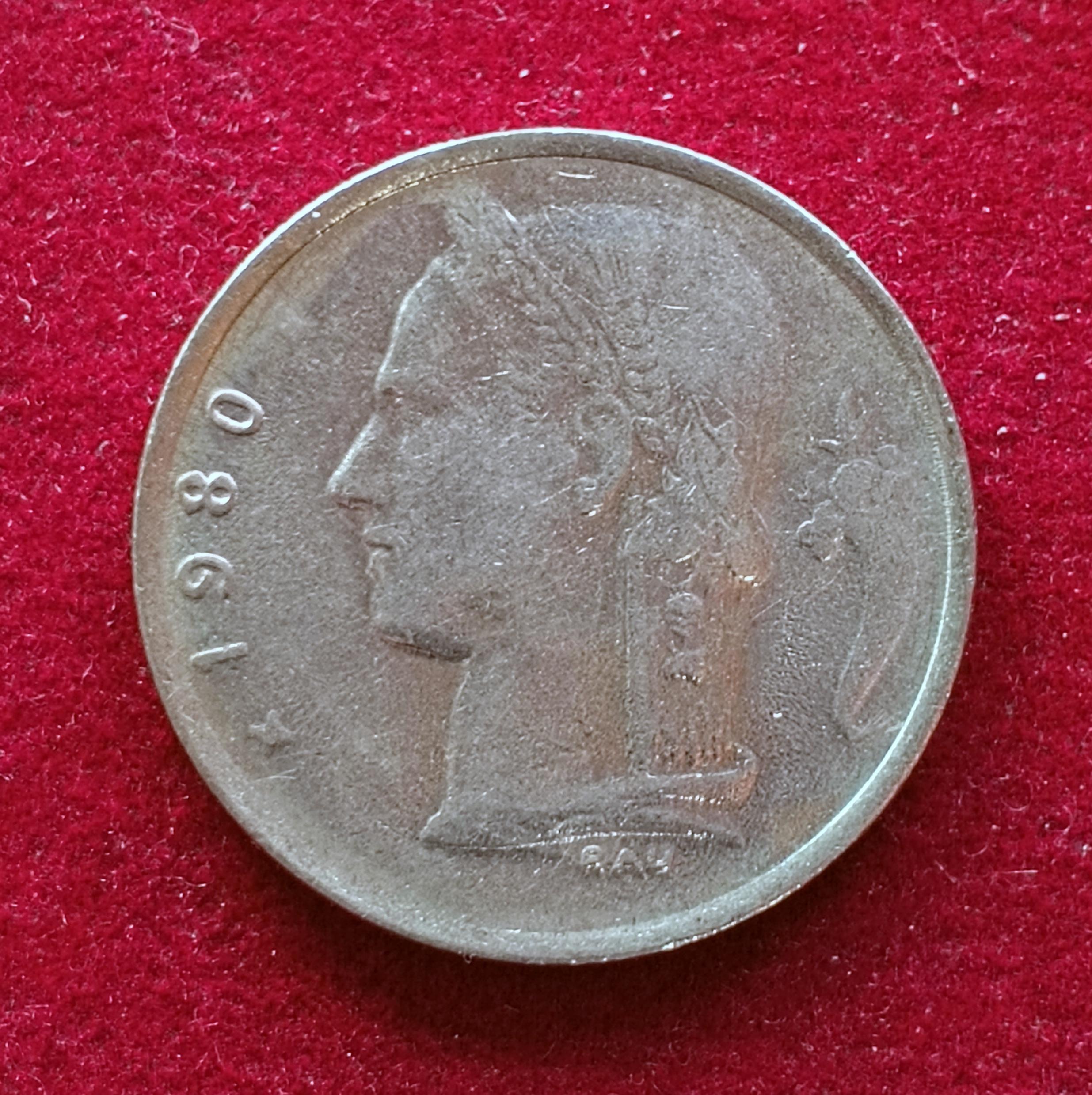 Belgium 1 Franc 1980 Coin