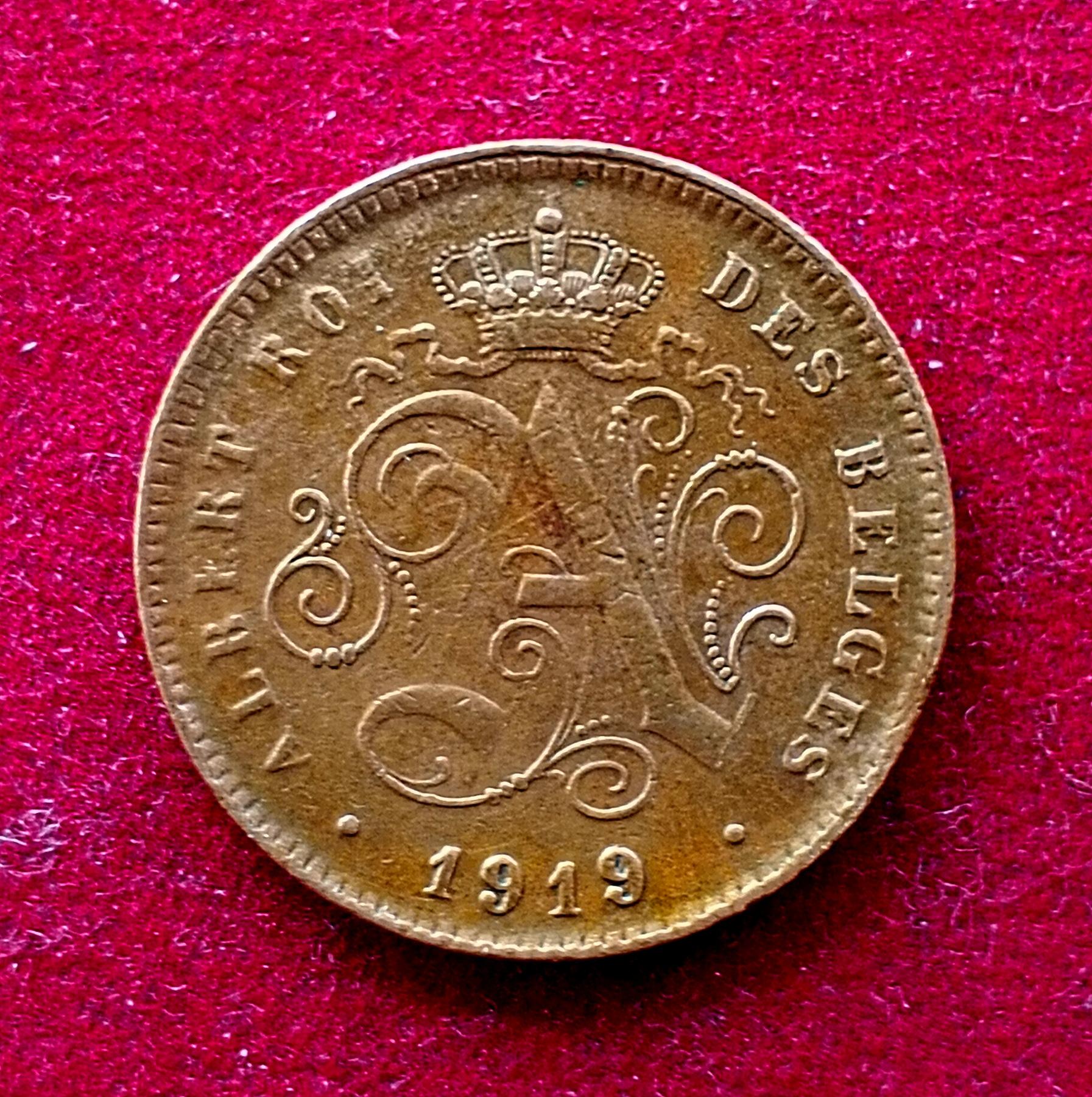 Belgium 2 Centimes - Albert I French text 1919 Coin