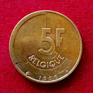 Belgium 5 Francs - Baudouin I 1986 Coin