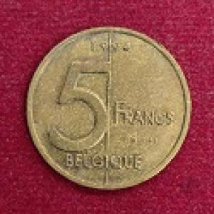 Belgium 5 Francs - Baudouin I (French text) 1994 Coin