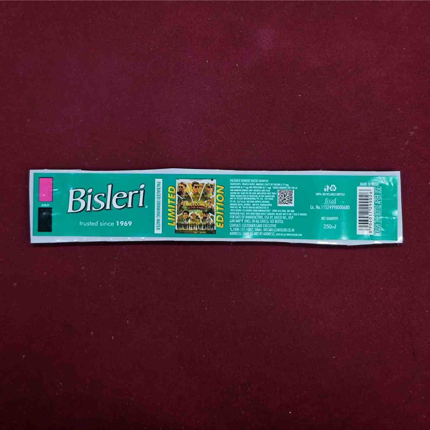 Bisleri Limited Edition Water Bottle Label "welcome to the jungle 2026"