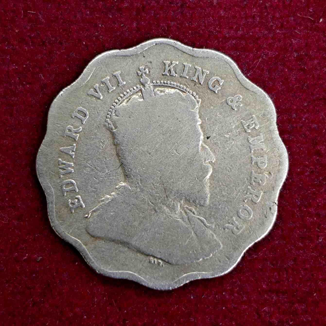 British India 1 Anna Edward VII 1910 Coin