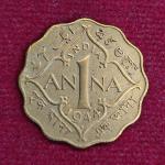 British India 1 Anna George VI 1944 Coin