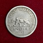 British India 1 Rupee - George VI 1947 Coin (Lahore Mint)
