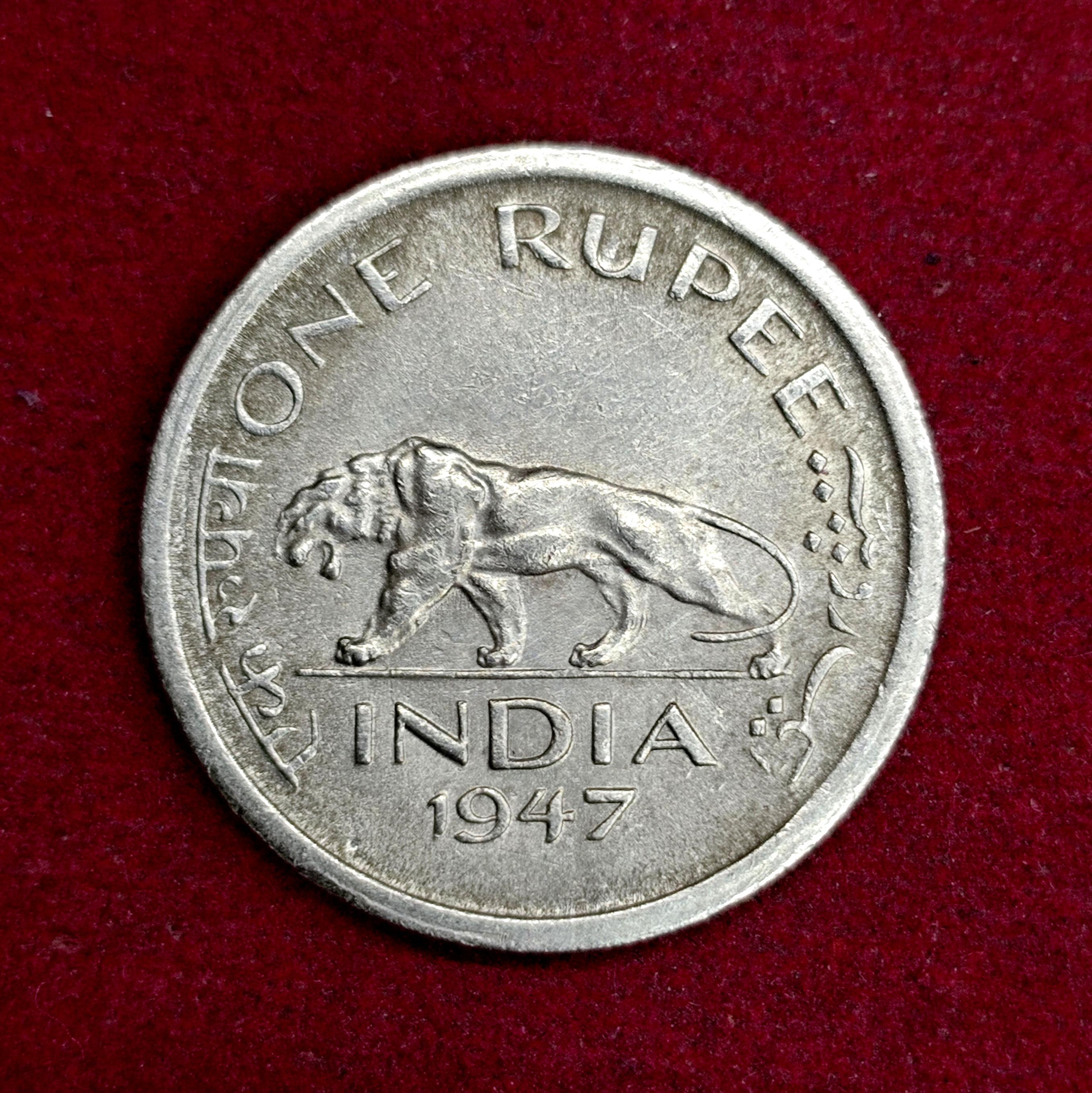 British India 1 Rupee - George VI 1947 Coin (Lahore Mint)