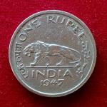 British India 1 Rupee - George VI 1947 Coin (Lahore Mint)