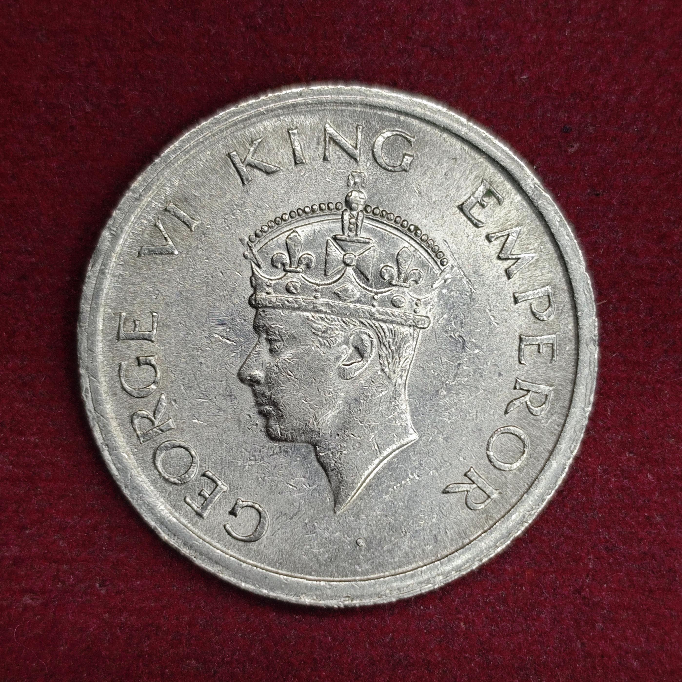 British India 1 Rupee - George VI 1947 Coin (Lahore Mint)