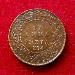 British India 1/12 Anna Edward VII 1904 Coin
