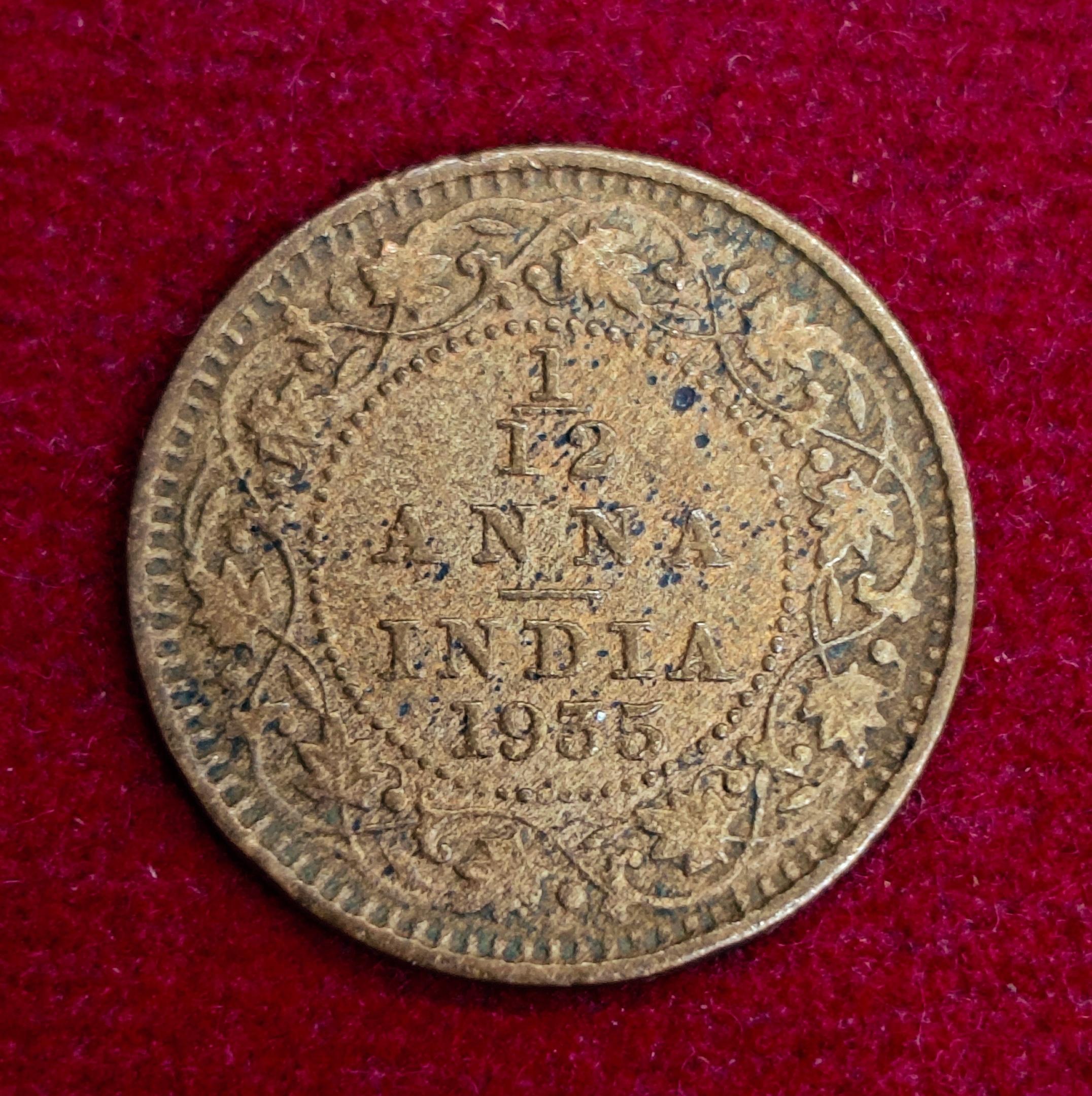 British India 1/12 Anna George V 1935 Coin
