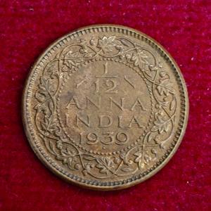 British India 1/12 Anna - George VI 1939 Coin