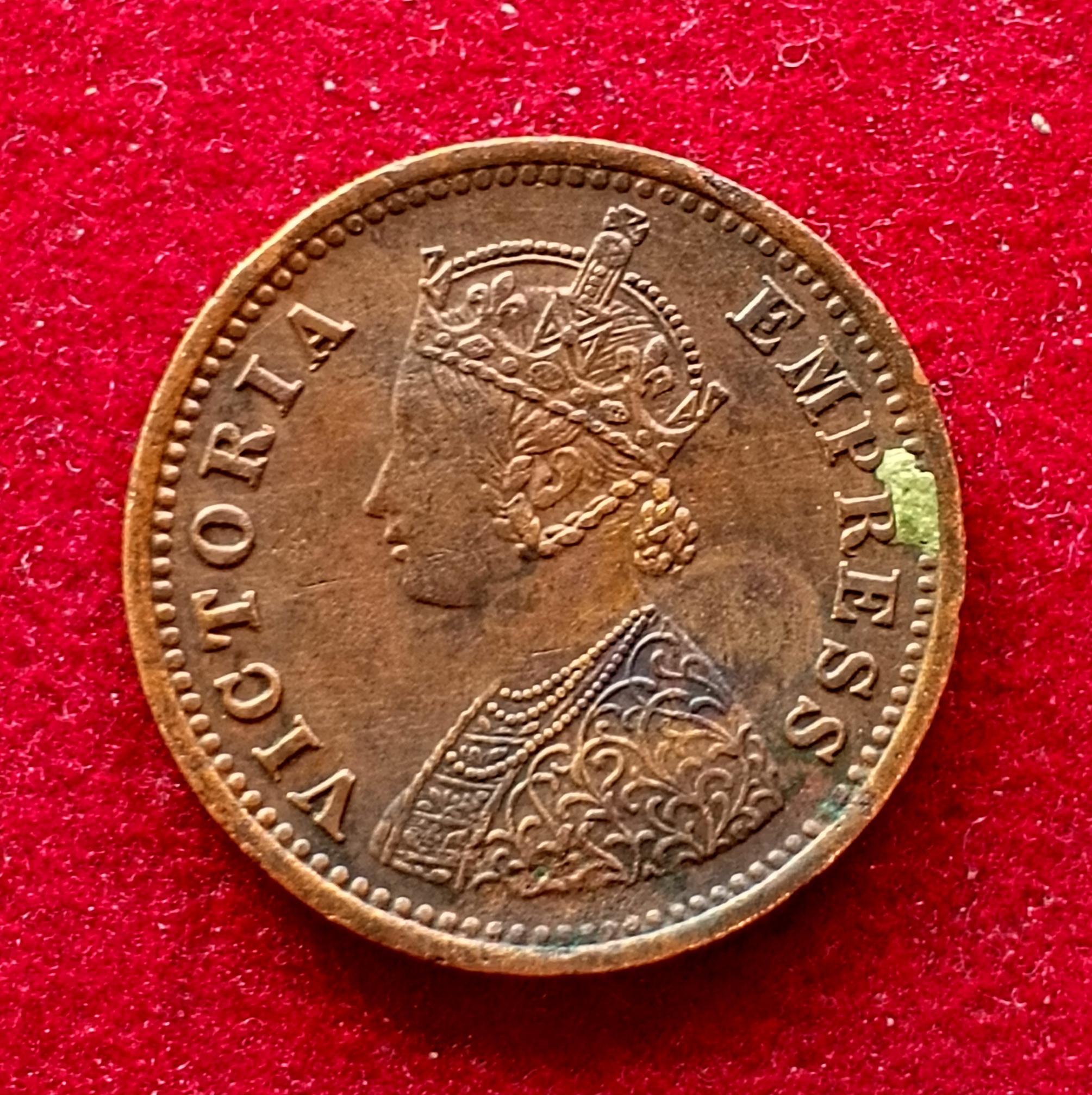 British - India 1/12 Anna - Victoria 1887 Coin