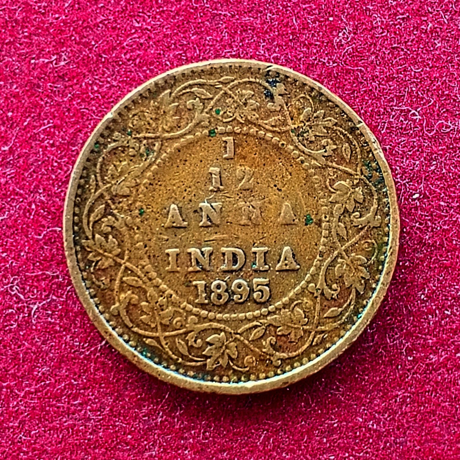 British India 1/12 Anna Victoria 1895 Coin