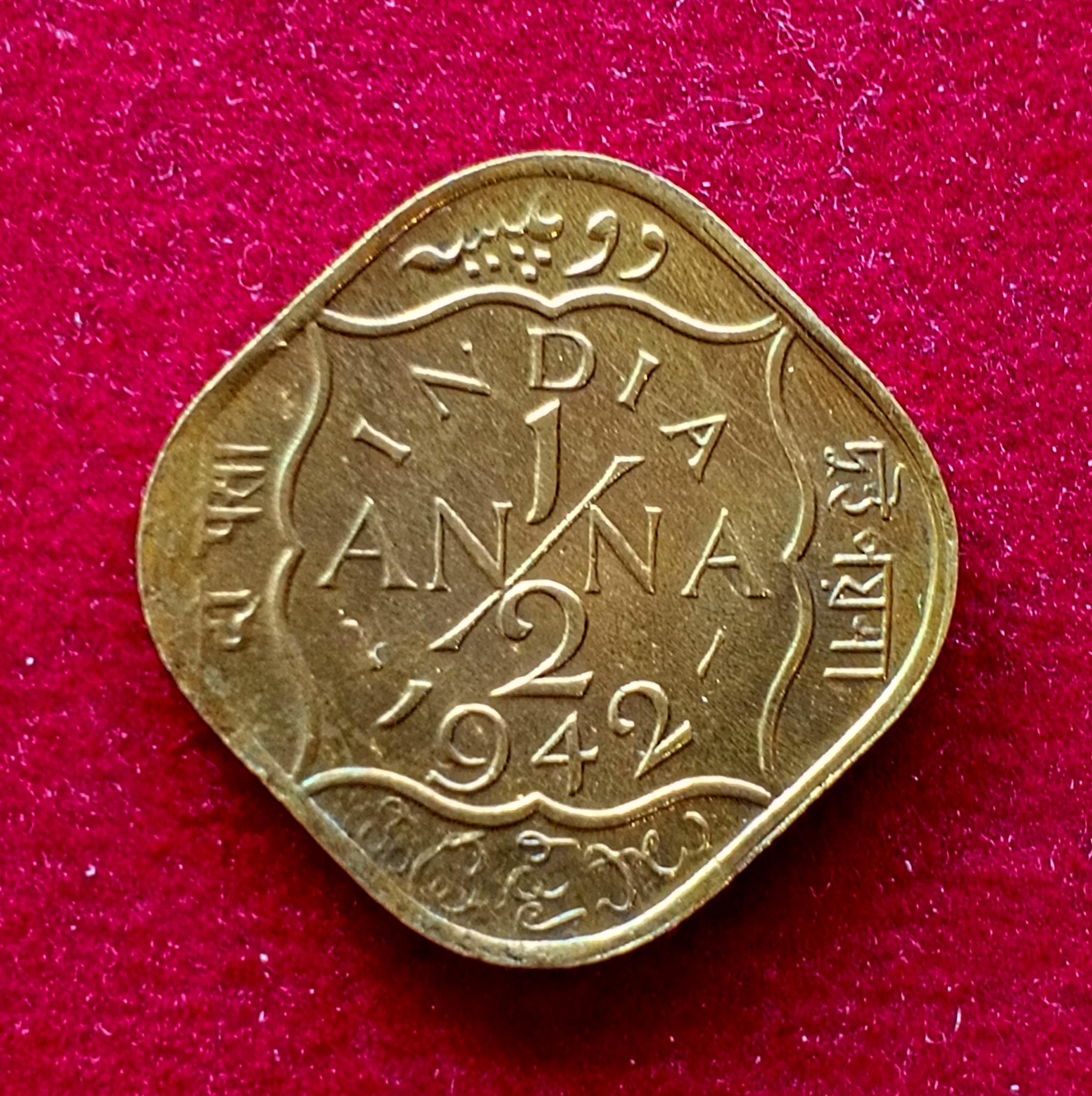 British India 1/2 Anna George VI 1942 Coin