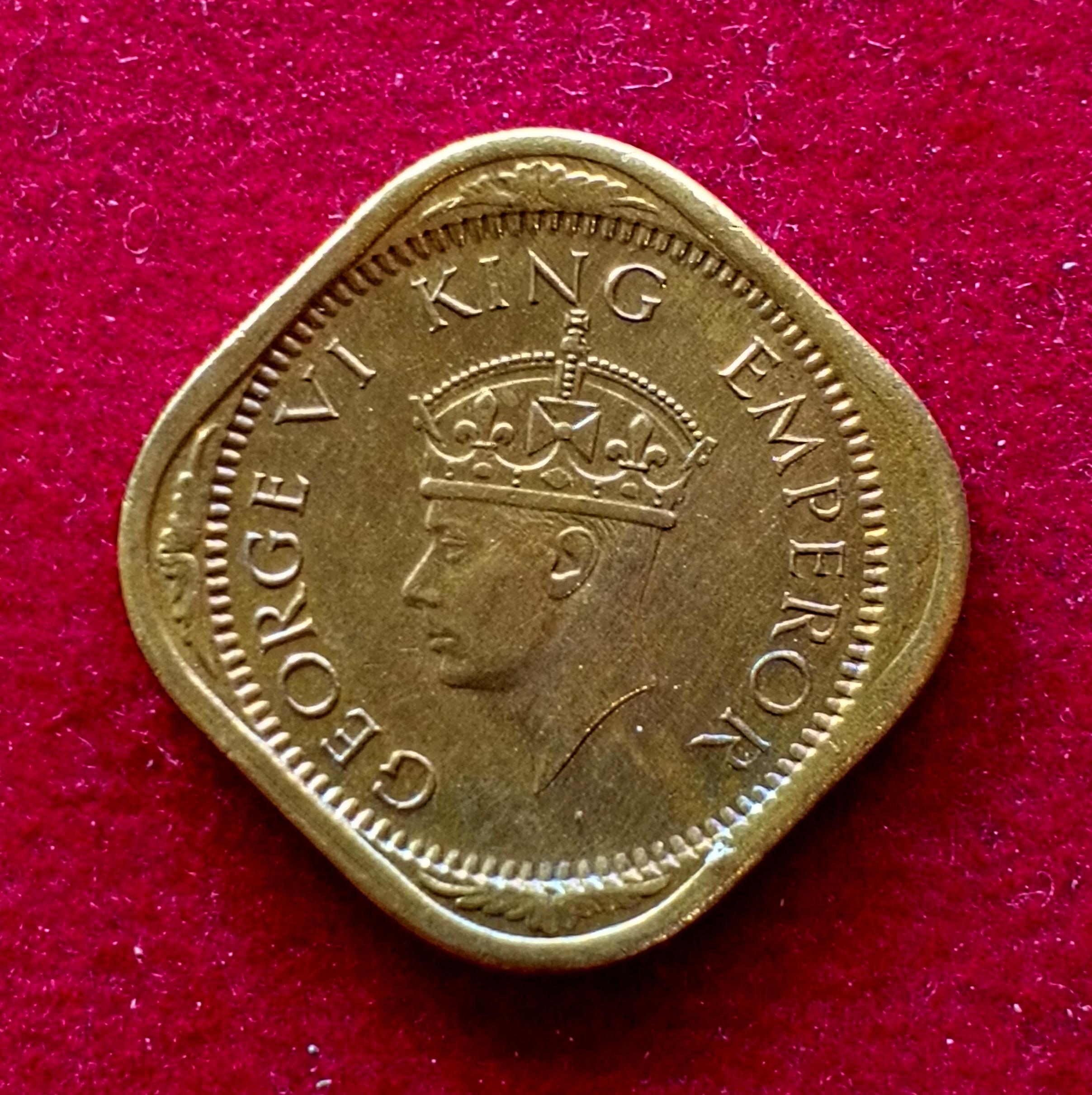 British India 1/2 Anna George VI 1942 Coin
